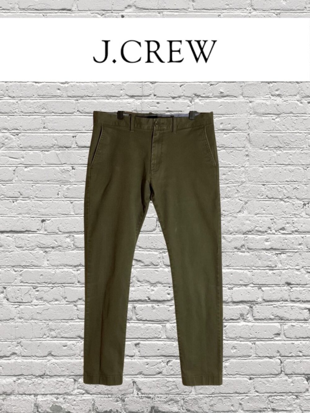J. Crew Olive Green Chinos - Straight Fit "Flex by J. Crew" 33 32